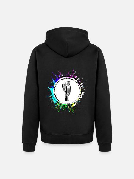 Kaktus Element Bunt - Unisex Premium Bio Zip Hoodie - Schwarz