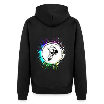 Cowboy western kopf Bunt - Unisex Premium Bio Zip Hoodie - Schwarz - Hinten - Nico (187cm)