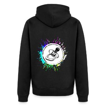 Symbole d’icône de tétine coloré - Veste à capuche bio Premium Unisexe - noir - Dos - Nico (187cm)