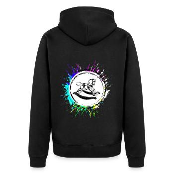 Schauckelpferd Icon Symbol Bunt - Unisex Premium Bio Zip Hoodie - Schwarz - Hinten - Nico (187cm)