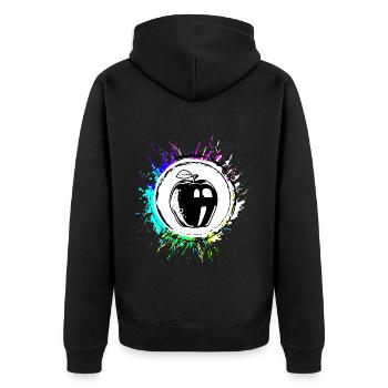 Apfel Bunt vitamine - Unisex Premium Bio Zip Hoodie - Schwarz - Hinten - Nico (187cm)