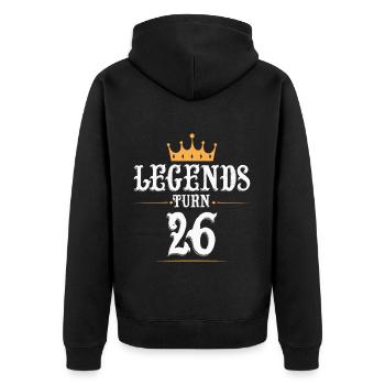 Legenden werden 26 Jahre alt, 26 Geburtstag - Unisex Premium Bio Zip Hoodie - Schwarz - Hinten - Nico (187cm)
