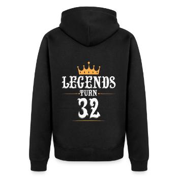 Legends turn 32 years old, 32 birthday - Unisex Premium Organic Zip Hoodie - black - Back - Nico (187cm)