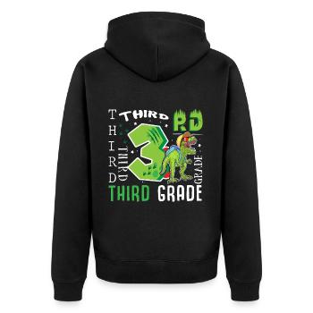 3rd class Dino T-Rex - Unisex Premium Organic Zip Hoodie - black - Back - Nico (187cm)