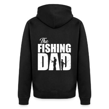 Angler Papa Angelfreund Vater Sohn - Unisex Premium Bio Zip Hoodie - Schwarz - Hinten - Nico (187cm)