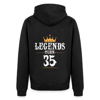 Legenden werden 35 Jahre alt, 35 Geburtstag - Unisex Premium Bio Zip Hoodie - Schwarz - Hinten - Nico (187cm)