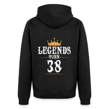 Legends turn 38 years old, 38 birthday - Unisex Premium Organic Zip Hoodie - black - Back - Nico (187cm)