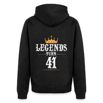 Legenden werden 41 Jahre alt, 41 Geburtstag - Unisex Premium Bio Zip Hoodie - Schwarz - Hinten - Nico (187cm)