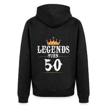 Legenden werden 50 Jahre alt, 50 Geburtstag - Unisex Premium Bio Zip Hoodie - Schwarz - Hinten - Nico (187cm)