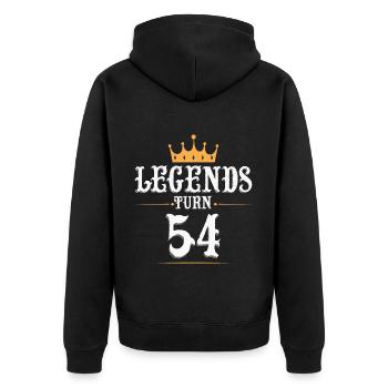 Legends turn 54, 54 birthday - Unisex Premium Organic Zip Hoodie - black - Back - Nico (187cm)