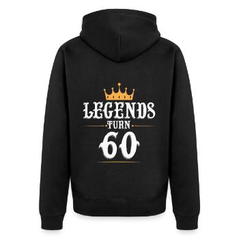 Legenden werden 60 Jahre alt, 60 Geburtstag - Unisex Premium Bio Zip Hoodie - Schwarz - Hinten - Nico (187cm)