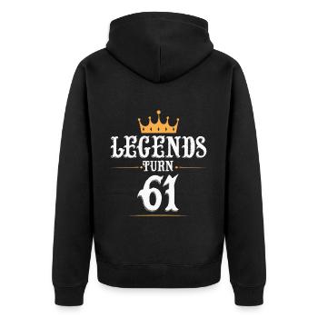Les légendes ont 61 ans, 61 ans - Veste à capuche bio Premium Unisexe - noir - Dos - Nico (187cm)