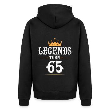 Legends turn 65, 65 birthday - Unisex Premium Organic Zip Hoodie - black - Back - Nico (187cm)