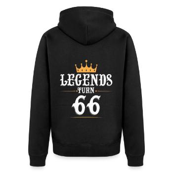 Legends turn 66, 66 birthday - Unisex Premium Organic Zip Hoodie - black - Back - Nico (187cm)