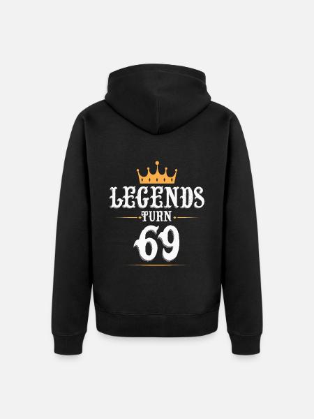 Legenden werden 69 Jahre alt, 69 Geburtstag - Unisex Premium Bio Zip Hoodie - Schwarz