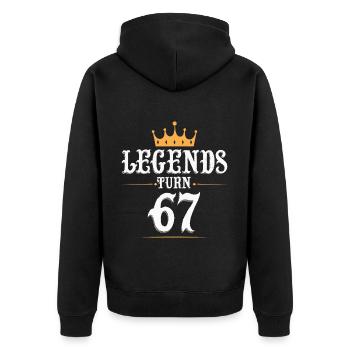 Les légendes ont 67 ans, 67 ans - Veste à capuche bio Premium Unisexe - noir - Dos - Nico (187cm)
