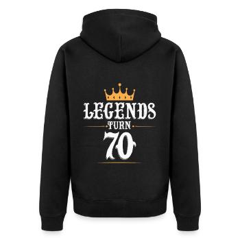 Legenden werden 70 Jahre alt, 70 Geburtstag - Unisex Premium Bio Zip Hoodie - Schwarz - Hinten - Nico (187cm)