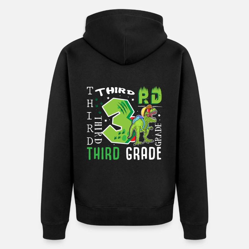 3rd class Dino T-Rex - Unisex Premium Organic Zip Hoodie - black