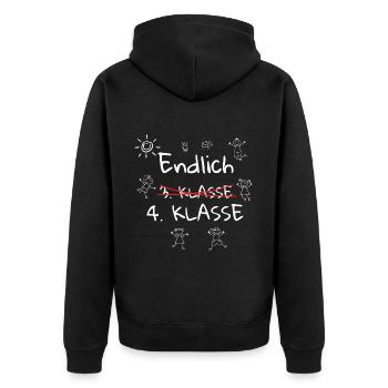 4.Klasse Schulkind Erster Schultag Vierte Klasse - Unisex Premium Bio Zip Hoodie - Schwarz - Hinten - Nico (187cm)