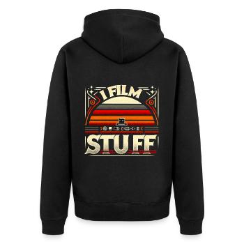 I Film Stuff 21 - Unisex Premium Bio Zip Hoodie - Schwarz - Hinten - Nico (187cm)