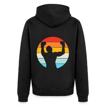 Boxen Vintage - Unisex Premium Bio Zip Hoodie - Schwarz - Hinten - Nico (187cm)