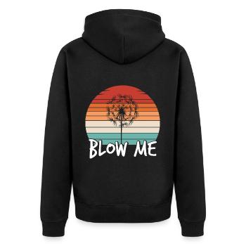 Blow me Dandelion puff ball flying seeds - Unisex Premium Bio Zip Hoodie - Schwarz - Hinten - Nico (187cm)