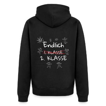 Finally 2nd Grade Schoolchild Second Grade - Unisex Premium Organic Zip Hoodie - black - Back - Nico (187cm)