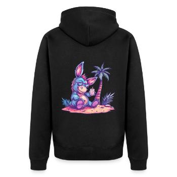 Esel Sommer Strand Urlaub - Unisex Premium Bio Zip Hoodie - Schwarz - Hinten - Nico (187cm)