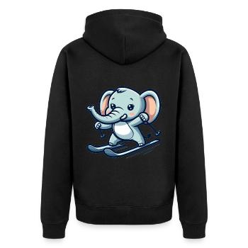 Cute Skier Elephant - Unisex Premium Bio Zip Hoodie - Schwarz - Hinten - Nico (187cm)