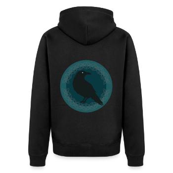 Rabe Keltisch - Unisex Premium Bio Zip Hoodie - Schwarz - Hinten - Nico (187cm)