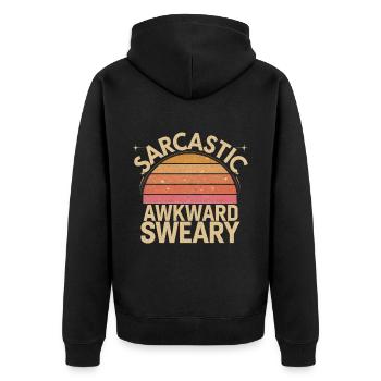 Sarcastic Awkward Sweary 6 - Unisex Premium Bio Zip Hoodie - Schwarz - Hinten - Nico (187cm)