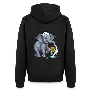 Elefant Elefanten maritim - Unisex Premium Bio Zip Hoodie - Schwarz - Hinten - Nico (187cm)