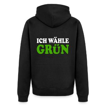 ich wähle grün - Unisex Premium Bio Zip Hoodie - Schwarz - Hinten - Nico (187cm)