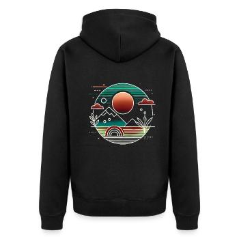 Coucher de soleil comme si l’IA le faisait - Veste à capuche bio Premium Unisexe - noir - Dos - Nico (187cm)