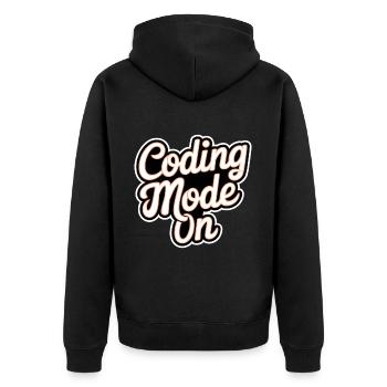 Coding Mode On 17 - Unisex Premium Bio Zip Hoodie - Schwarz - Hinten - Nico (187cm)