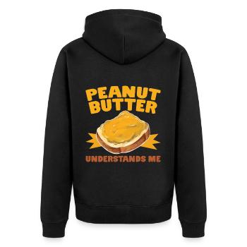PEANUT BUTTER UNDERSTANDS ME Erdnussbutter Toast - Unisex Premium Bio Zip Hoodie - Schwarz - Hinten - Nico (187cm)