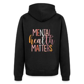 Psychische Gesundheit Mental Health - Unisex Premium Bio Zip Hoodie - Schwarz - Hinten - Nico (187cm)