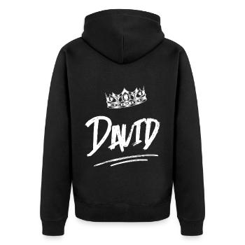 David - Unisex Premium Bio Zip Hoodie - Schwarz - Hinten - Nico (187cm)