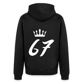 67 Number crown - Unisex Premium Organic Zip Hoodie - black - Back - Nico (187cm)