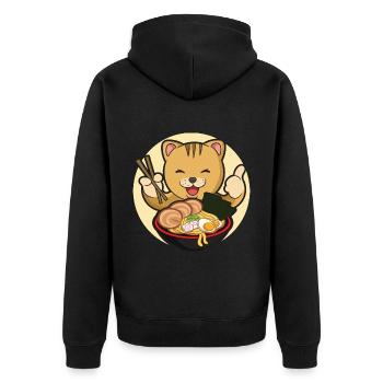 Asiatique Japonais Ramen Cat I Cadeau - Veste à capuche bio Premium Unisexe - noir - Dos - Nico (187cm)