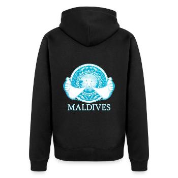 Mantarochen - Unisex Premium Bio Zip Hoodie - Schwarz - Hinten - Nico (187cm)
