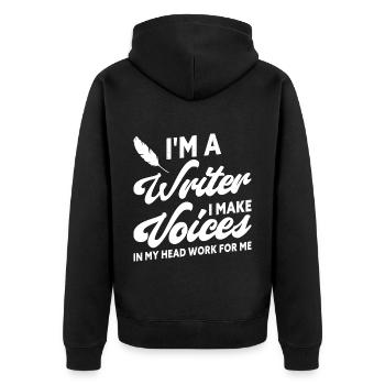 I'm A Writer Quote Funny Author Novelist Writing - Unisex Premium Bio Zip Hoodie - Schwarz - Hinten - Nico (187cm)
