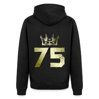 75 Number crown - Unisex Premium Organic Zip Hoodie - black - Back - Nico (187cm)
