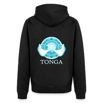 Tonga Manta Rays - Unisex Premium Organic Zip Hoodie - black - Back - Nico (187cm)