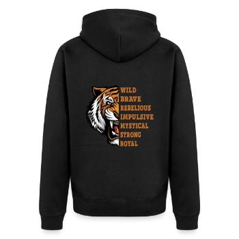 Tigre Animal Prédateur Sauvage Brave Rebelle Fort - Veste à capuche bio Premium Unisexe - noir - Dos - Nico (187cm)