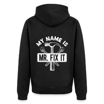 He repairs everything, he is the craftsman in the house - Unisex Premium Organic Zip Hoodie - black - Back - Nico (187cm)