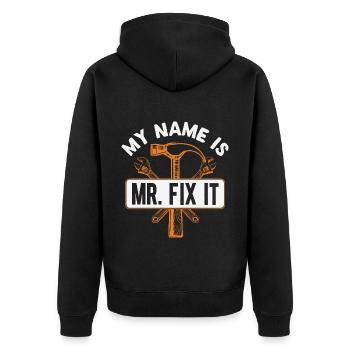 He repairs everything, he is the craftsman in the house - Unisex Premium Organic Zip Hoodie - black - Back - Nico (187cm)