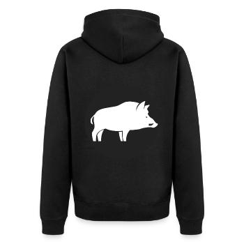 Chasse chasser chasseur sanglier cadeau cool - Veste à capuche bio Premium Unisexe - noir - Dos - Nico (187cm)