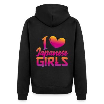 J’aime les filles japonaises - Veste à capuche bio Premium Unisexe - noir - Dos - Nico (187cm)