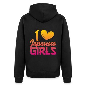 J’aime les filles japonaises - Veste à capuche bio Premium Unisexe - noir - Dos - Nico (187cm)